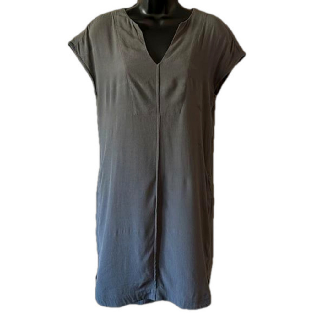 MADEWELL V Neck Short Sleeve Smokey Gray Dress With Pockets size XS